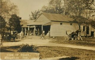 Real Photo RPPC Postcard View of Store with Horses,  Carriages Kingston,  Indiana 2