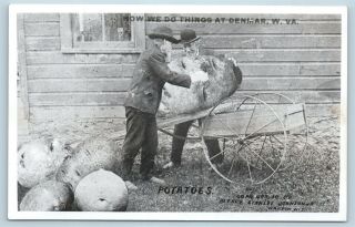 Postcard Wv Denmar How We Do Things Here Exaggerated Exaggeration Potatoes S20