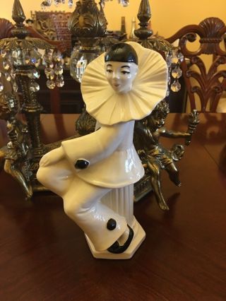Sigma Clown Pierrot Harlequin Mime Figurine Black White 10 " Tall