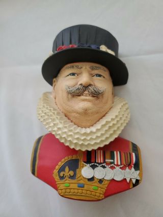 Bossons England Chalkware Head Beefeater Wall Plaque Vintage