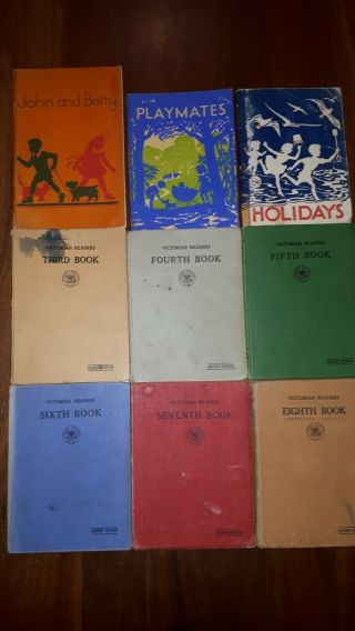 Vintage 9 Book Set Victorian School Readers