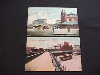 Two 1910 Market St.  Station,  Pennsylvania Rail Road,  Newark,  N.  J.  Postcards
