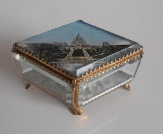 French Antique Rare Brass & Beveled Glass Trinket/jewelry Box – Sacré Coeur