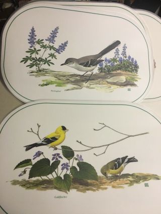 Vintage Set Of 6”Songbirds Of America” Placemats By Chuck Ripper 3