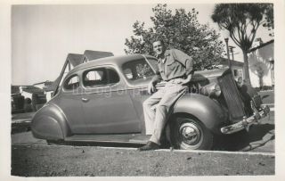 Car Guy Vintage Found Photo Bw Classic Snapshot Man 96 21