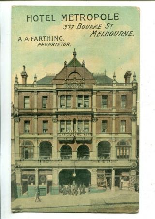 Advertising Hotel Metropole Melbourne Niven C.  1908