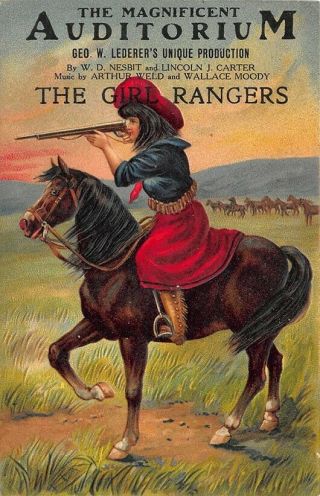 The Magnificent Auditorium " The Girl Rangers " Woman Cow Girl Postcard