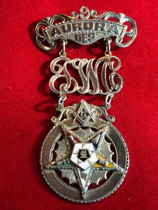 Vintage Sterling Silver Masonic Past Patron Order Of The Eastern Star Medal 1978
