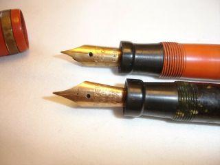 2 Antique Parker Duofold Lucky Curve Fountain Pens Parts or to Restore 3