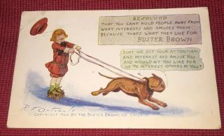 Vintage Buster Brown Postcard Roller Skates 1906 Resolved Dog R.  F.  Outeault