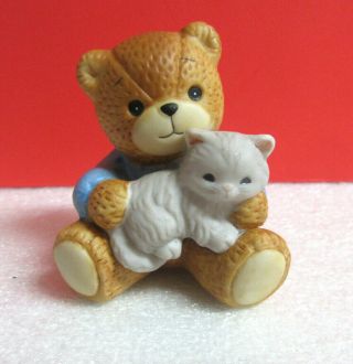 Lucy & Me Boy Holding Kitty Cat Kitten Enesco Porcelain Figurine