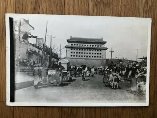 China Old Postcard Chinese Chien Men Gate City Wall Peiping To Germany 1934