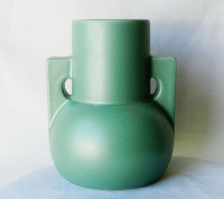 Large Teco 8.  5 " Tall Ceramic Matte - Green Vase Art Deco Crafts Style - 1 Of 3