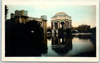 1915 Ppie San Francisco Rppc Postcard Fine Arts Palace / Lagoon Tinted Photo
