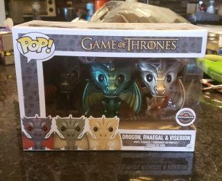Funko Pop Game Of Thrones Dragon 3pack Drogon Rhaegal Viserion Metallic Gamestop