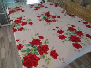 Vintage Wilendur Red Rose Tablecloth 53 " X 51 "