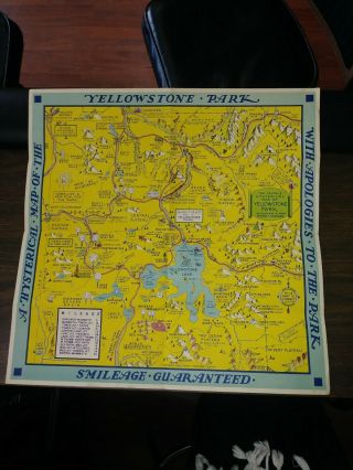 1948 Jolly Lindgren Humerous Pictorial Map Of Yellowstone National Park