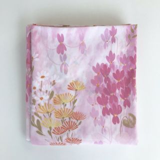 Vintage 60’s Pink & Orange Floral Print Cannon Royal Family Full Flat Sheet