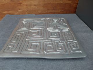 Luna Hand Crafted Aluminum Aztec Decorative Tray 12 " Square Lead Food Safe