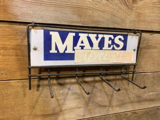 Vintage Mayes Level Rack Display Sign Old Store Front Counter Tools Usa