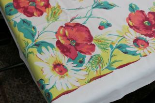 Vintage Cotton Kitchen Tablecloth 46x54 Poppies & More 2