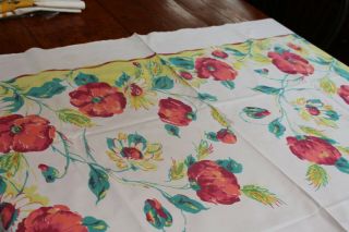 Vintage Cotton Kitchen Tablecloth 46x54 Poppies & More 4