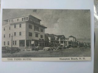 Hampshire Nh Hampton Beach Tides Hotel Postcard Old Cars Vintage Card View