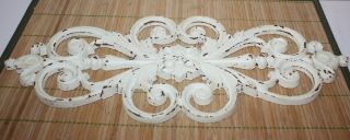 Vintage White Cast Iron Scroll Wall Plaque Decor Cottage 18 " X 7.  5 Numbered