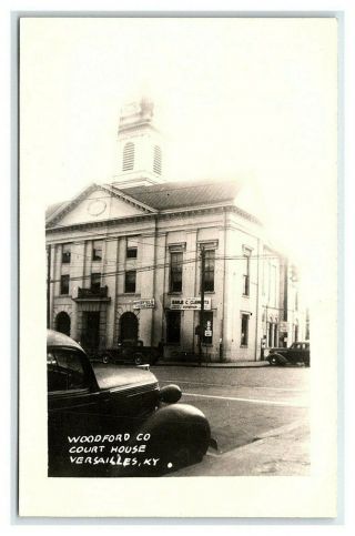 Vintage Postcard Rppc Woodford County Court House Versailles Kentucky C1