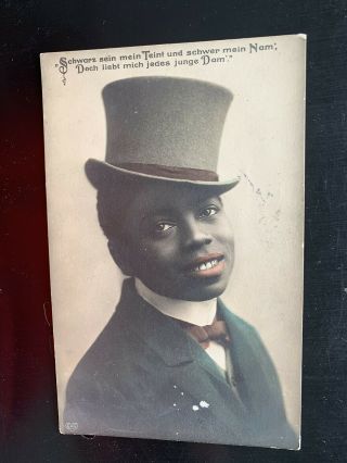 Handsome Real Photo Black Man Dancer Top Hat Hand Colored Mailed 1910ish??