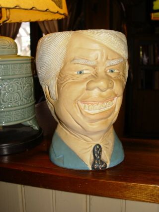 1977 Mel Tiess Vintage Presidential Jimmy Carter Painted Plaster Head Planter