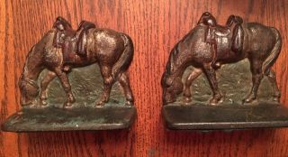 Set Of 2 Antique/vintage Cast Iron Horse Bookends Or Doorstops.