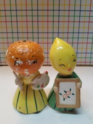 Vintage Orange And Lemon Painters | Napco Salt & Pepper Shakers | Made In Japan