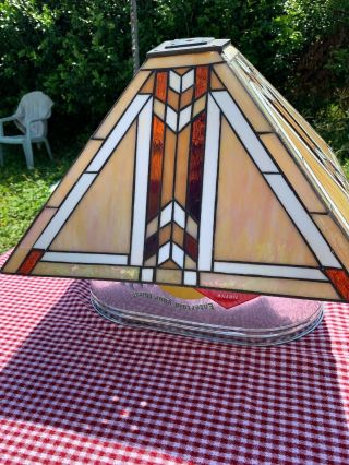 Large Stained Glass Lamp Shade Mission Style 10 1/2height X 17 1/2 Wide