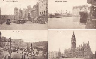 Manchester - Eight " Ridgemill Series " Cards,  Trams,  Canal Etc