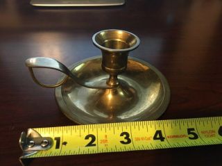 Vintage Brass Chamber Stick Candle Holder With Finger Ring And Thumb Handle 4