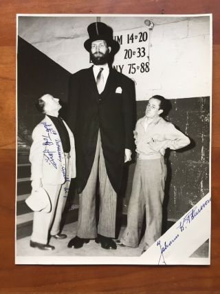 Vintage Circus Sideshow Signed Pict,  Postcard Johann Petursson Tallest