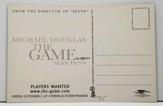 Michael Douglas Sean Penn THE GAME Movie Poster Postcard G20 2
