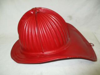 Antique Cairns & Brother Massillon Ohio Fire Department Metal Red Fire Helmet