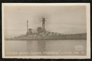 1918 Orkney German Battleship Hindenberg Scapa Flow Real Photo Postcard Navy