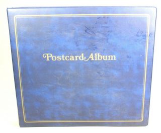 Postcard Album Vinyl 3 Ring Binder Old Stock Large 16 " Long W/ Vtg Cards