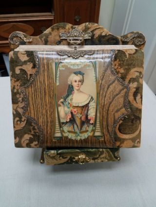 Antique Victorian Celluloid/velvet Photo Album W/stand & Drawer