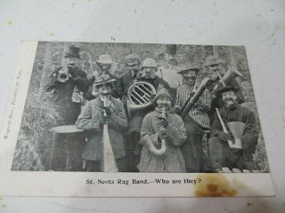 Vintage B/w P/card.  " St.  Neots Rag Band.  Who Are They? ",  Hunts.  U.  K.