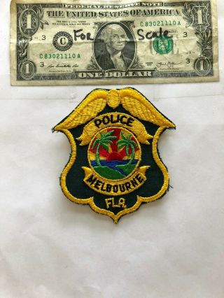 Very Rare Melbourne Florida Police Patch Un - Sewn Shape (black Badge Style)