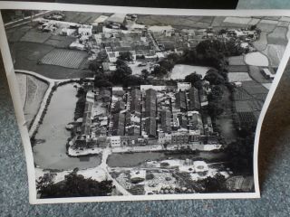 Hong Kong Vintage 8 X 10 Photo Older Aerial View Of Village,  Farm Lands