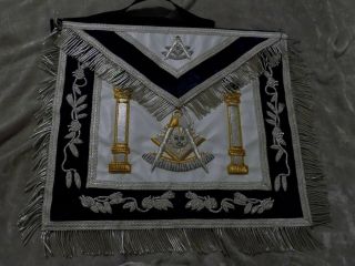 Masonic Regalia Past Master Apron White Hand Embroidered