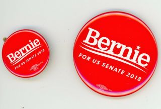 2 Vermont Senator Bernie Sanders Buttons Senate Campaign 2018 Official