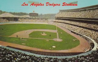 Los Angeles Dodgers Baseball Stadium Los Angeles California Postcard 1962