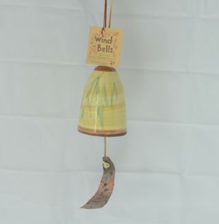 Pacific Stoneware Wind Bells Chimes Ceramic Yellow Green And Browns Leaves