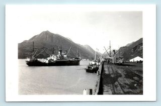Candid Steamship & Dock Rppc - Reads Atco Rn Voyager At Skagway - Alaska Photo